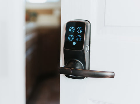 Lockly Smart Lock Installed on a Room Door
