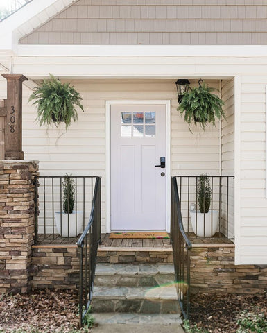 Simple Front Porch with While Door and Wall