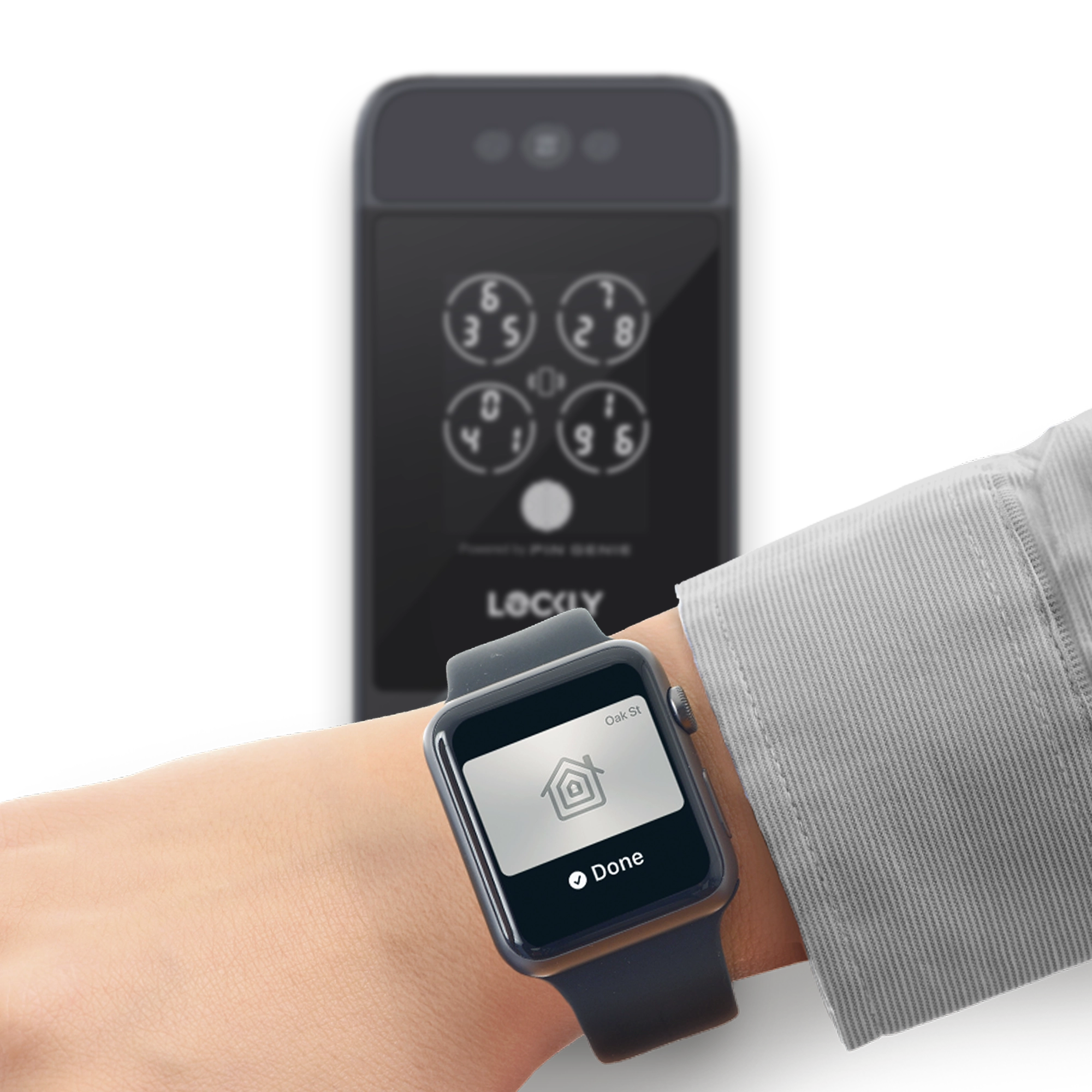 Visage by lockly using Apple Watch to unlock door